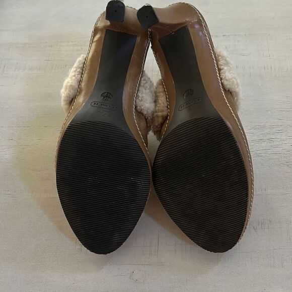 COACH Shearling Suede/Leather Clog Heels - Picture 10 of 12